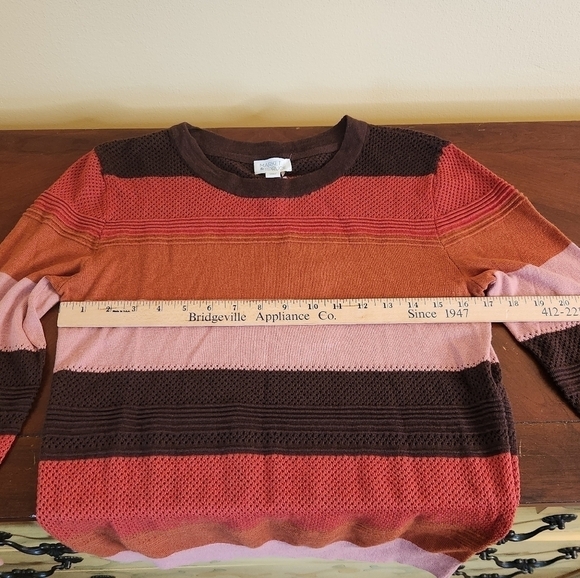 Market & Spruce Wide Stripe Crew Neck Sweater Size Small - Picture 3 of 9